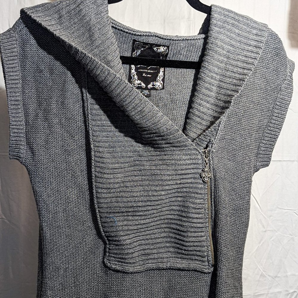 Guess Jeans Women's Hooded Short Sleeve Tunic, Gray, Medium